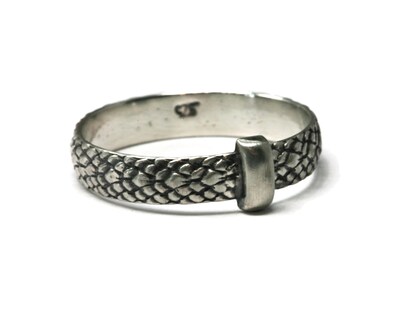 Outlander Celtic Style Dragon Scale Pattern 925 Sterling Silver Band by Salish Sea Inspirations - image1